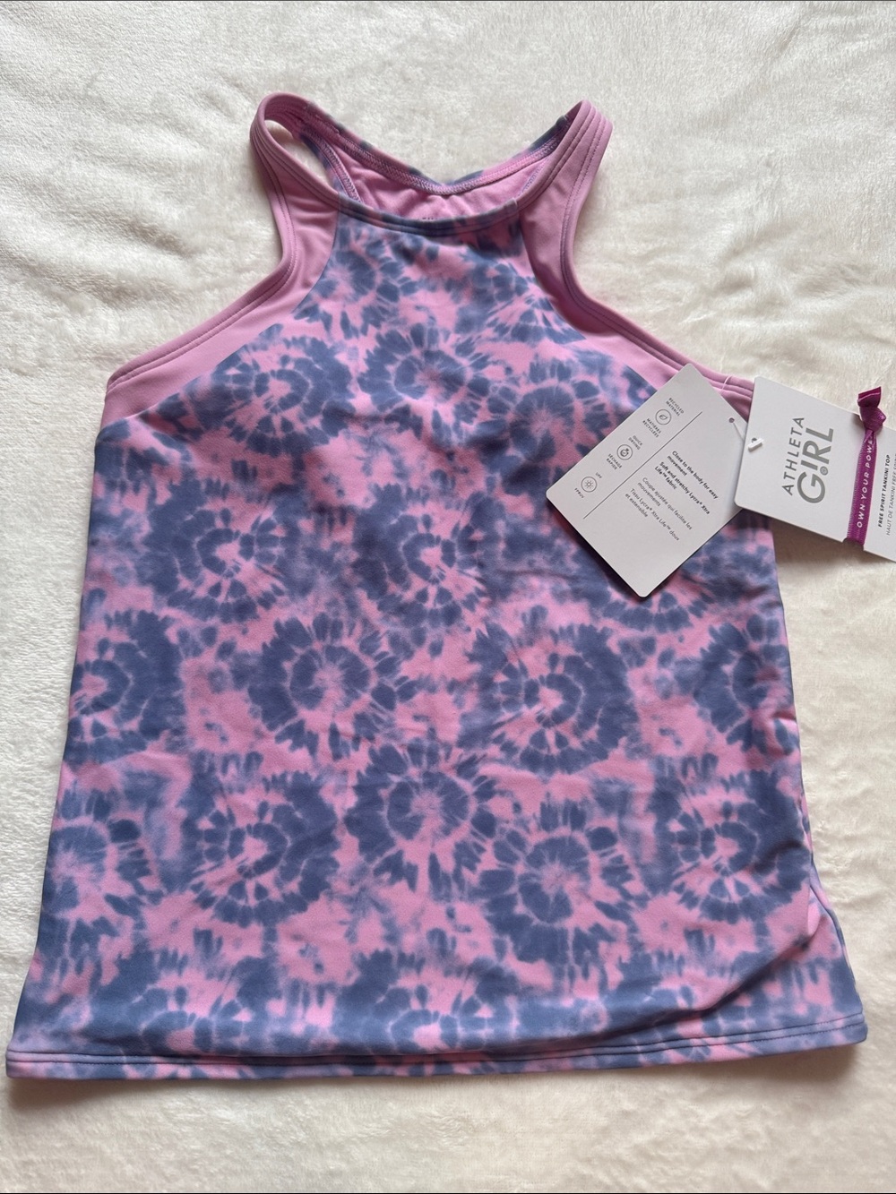 Athleta Pink & Purple Tie-Dye Racerback Tankini Top
